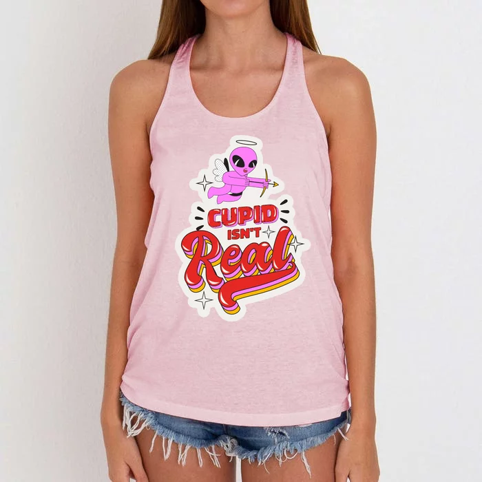 Cupid Isn't Real Funny Valentine's Day Women's Knotted Racerback Tank