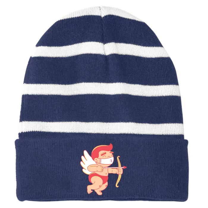 Cupid Quarantine Mask Striped Beanie with Solid Band