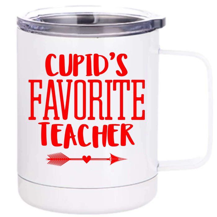 Cupid's Favorite Teacher Front & Back 12oz Stainless Steel Tumbler Cup