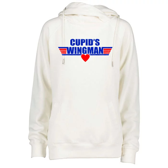 Cupid's Wingman Valentine's Day Womens Funnel Neck Pullover Hood