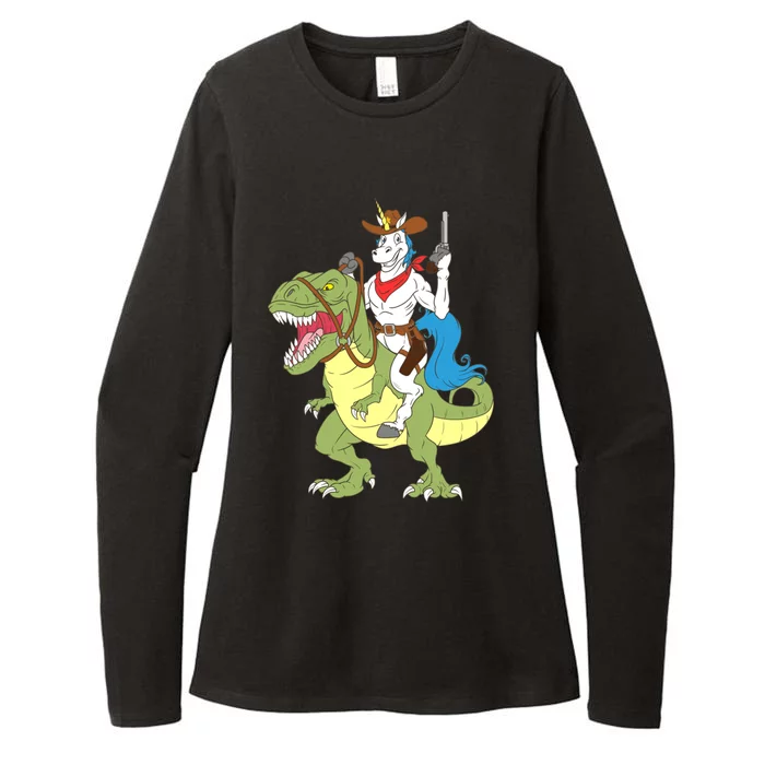 Cow Unicorn Riding Dinosaur Trex Law Sheriff Deputy Gift Womens CVC Long Sleeve Shirt