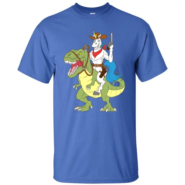 Cow Unicorn Riding Dinosaur Trex Law Sheriff Deputy Gift Tall T-Shirt