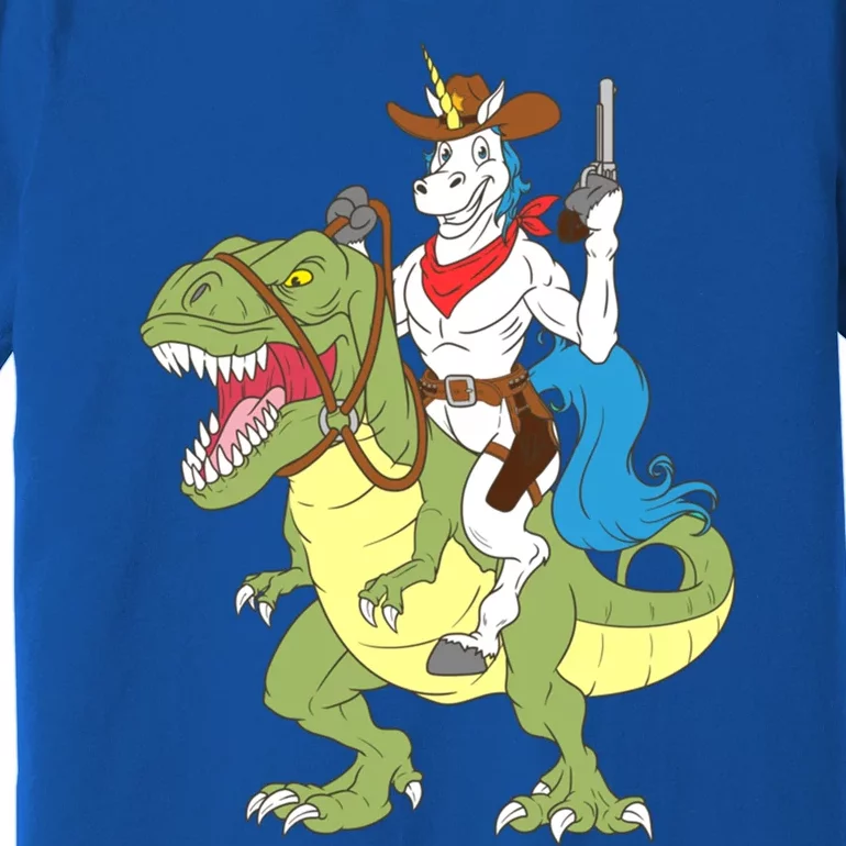 Cow Unicorn Riding Dinosaur Trex Law Sheriff Deputy Gift Premium T-Shirt