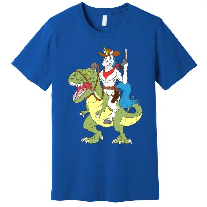 Cow Unicorn Riding Dinosaur Trex Law Sheriff Deputy Gift Premium T-Shirt