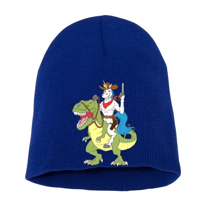 Cow Unicorn Riding Dinosaur Trex Law Sheriff Deputy Gift Short Acrylic Beanie