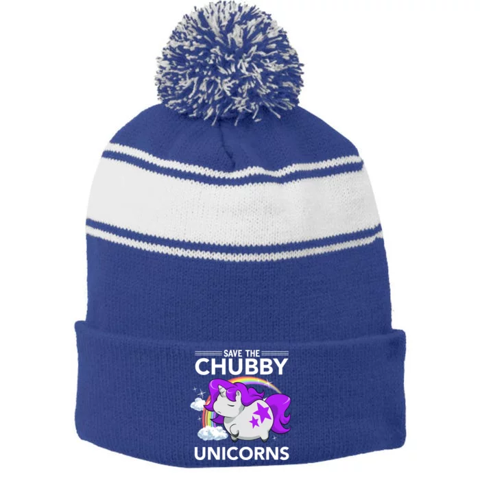 Chubby Unicorn Rhinoceros Save The Chubby Unicorns Fat Rhino Gift Stripe Pom Pom Beanie