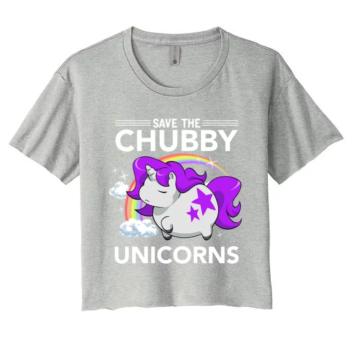 Chubby Unicorn Rhinoceros Save The Chubby Unicorns Fat Rhino Gift Women's Crop Top Tee