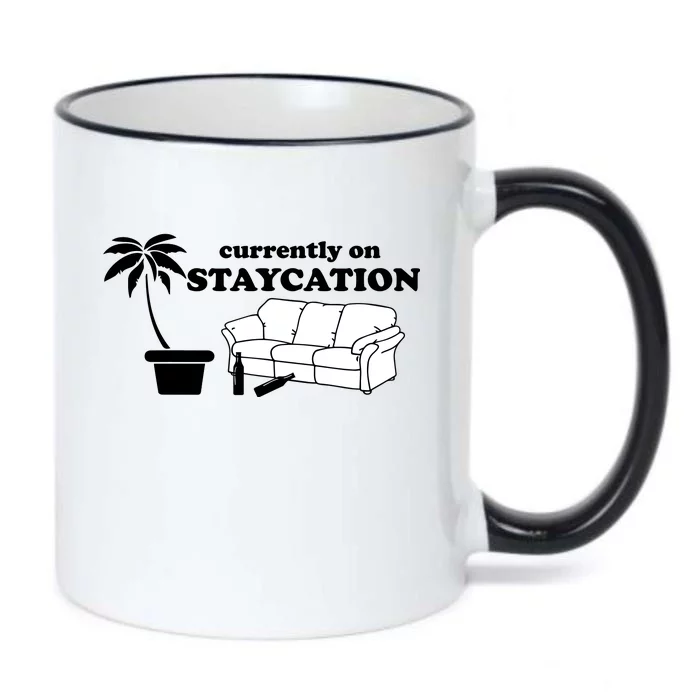 Currently On Staycation Funny Vacation Black Color Changing Mug