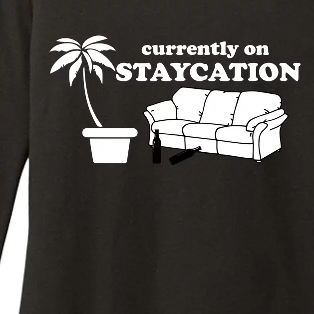 Currently On Staycation Funny Vacation Womens CVC Long Sleeve Shirt