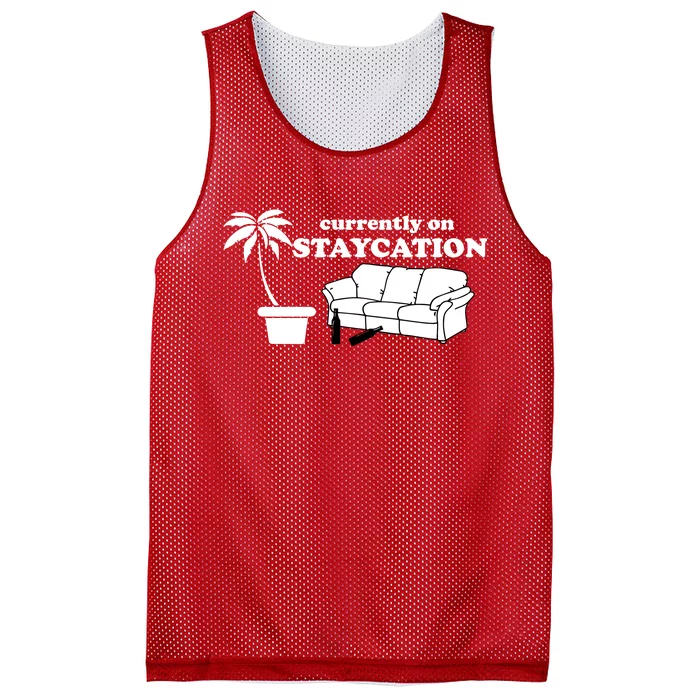 Currently On Staycation Funny Vacation Mesh Reversible Basketball Jersey Tank