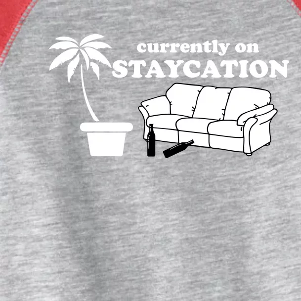 Currently On Staycation Funny Vacation Toddler Fine Jersey T-Shirt