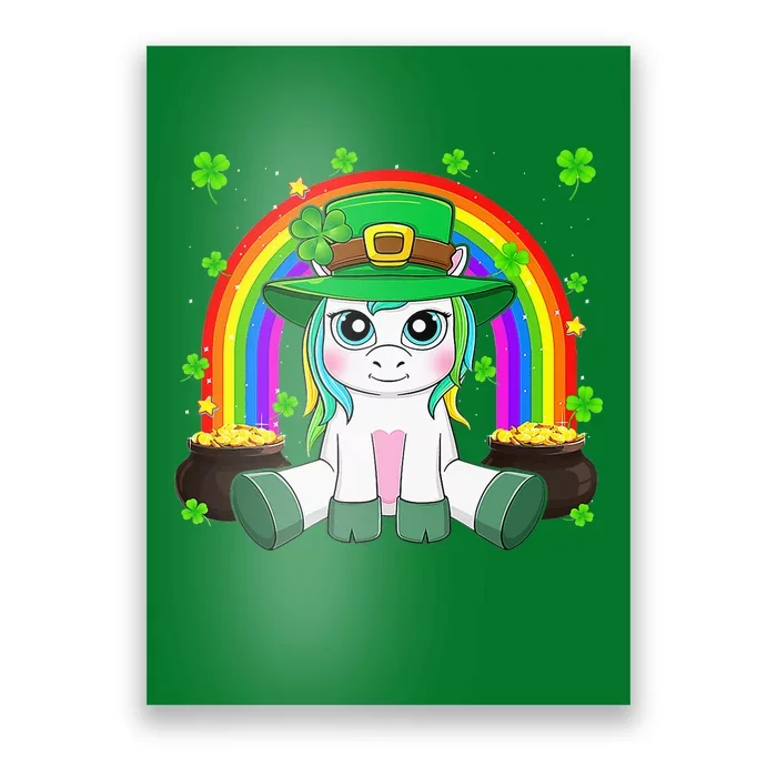 Cute Unicorn St Patricks Day Shamrocks Irish Poster