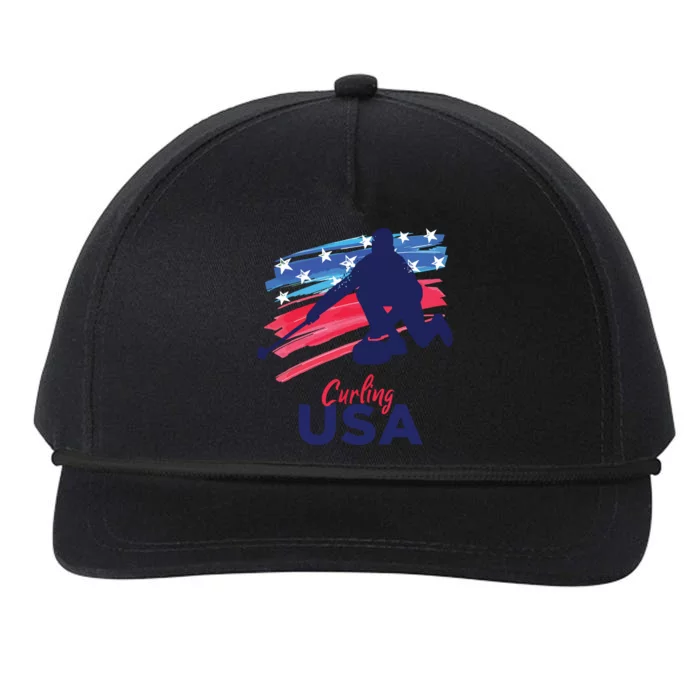 Curling USA Support The USA Flag Curl Clean Snapback Five-Panel Rope Hat