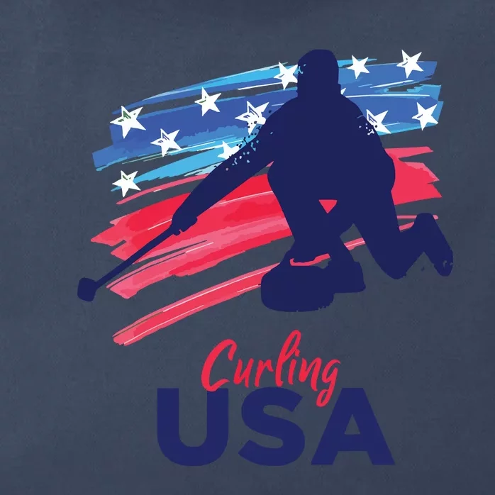 Curling USA Support The USA Flag Curl Clean Zip Tote Bag