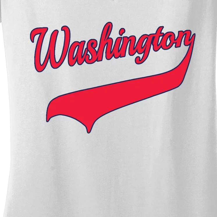 College University Style Washington National Baseball Sport Women's V-Neck T-Shirt