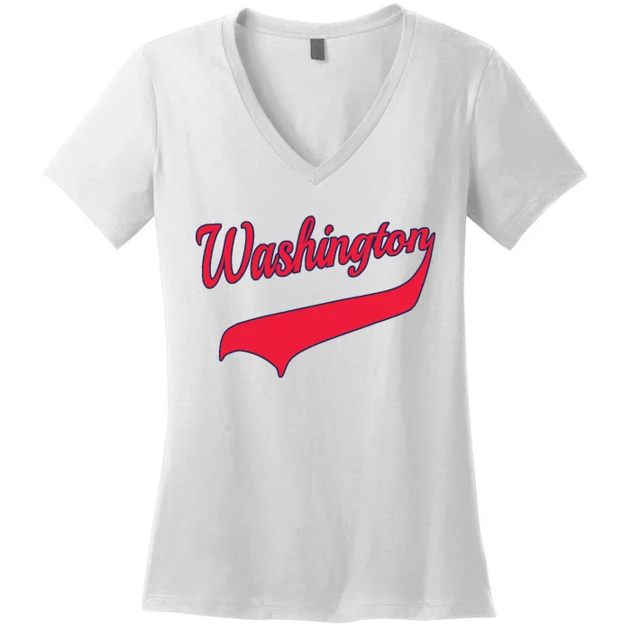 College University Style Washington National Baseball Sport Women's V-Neck T-Shirt