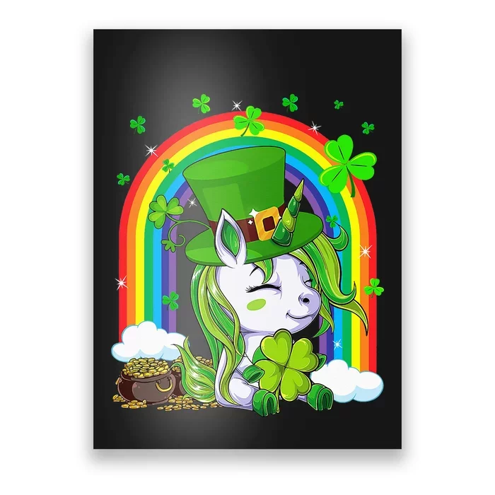 Cute Unicorn St Patrick's Day Green Shamrocks Irish Poster