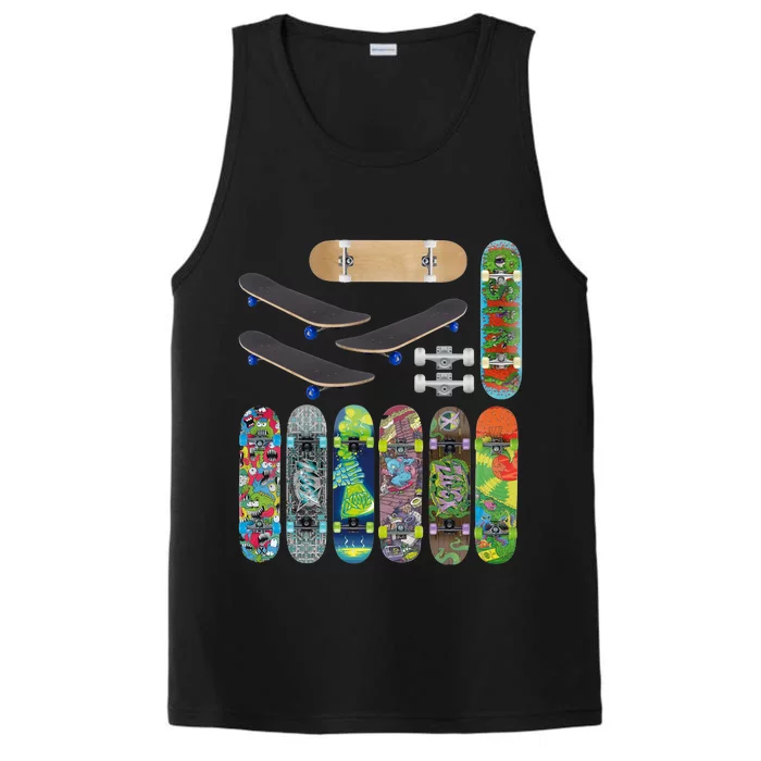 Cool Unique Skateboards Design Mash Up Performance Tank