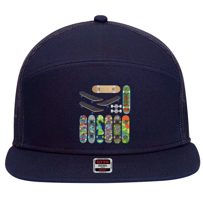 Cool Unique Skateboards Design Mash Up 7 Panel Mesh Trucker Snapback Hat