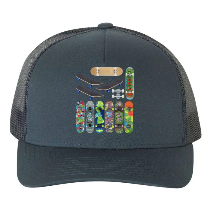 Cool Unique Skateboards Design Mash Up Yupoong Adult 5-Panel Trucker Hat