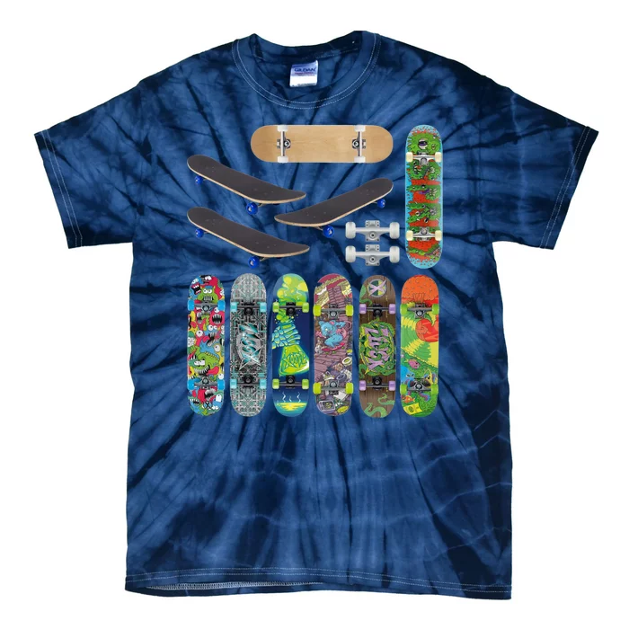 Cool Unique Skateboards Design Mash Up Tie-Dye T-Shirt