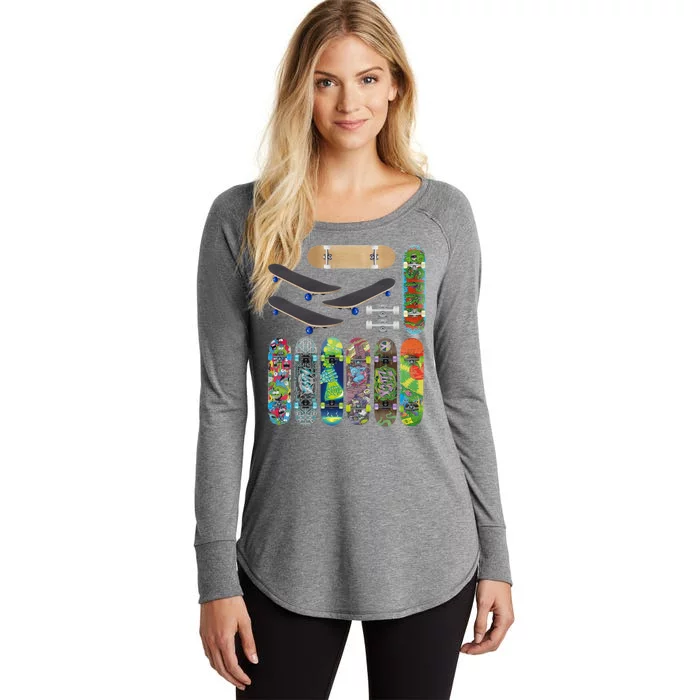 Cool Unique Skateboards Design Mash Up Women's Perfect Tri Tunic Long Sleeve Shirt