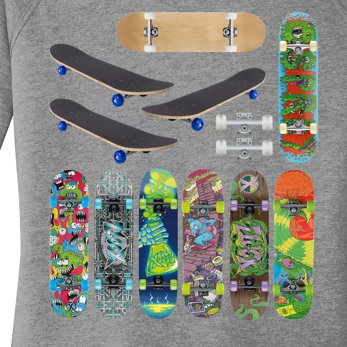 Cool Unique Skateboards Design Mash Up Women's Perfect Tri Tunic Long Sleeve Shirt