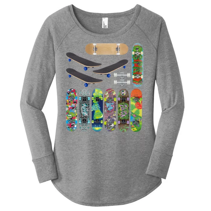 Cool Unique Skateboards Design Mash Up Women's Perfect Tri Tunic Long Sleeve Shirt