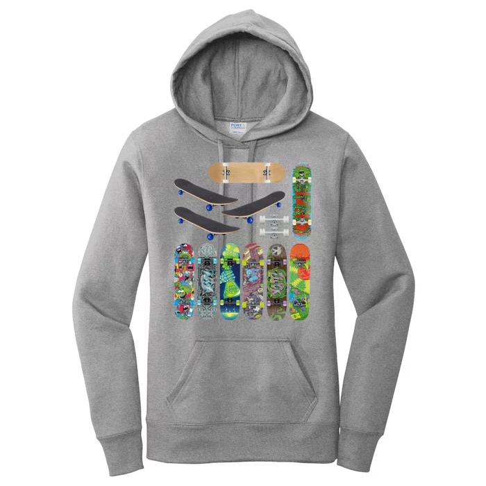 Cool Unique Skateboards Design Mash Up Women's Pullover Hoodie