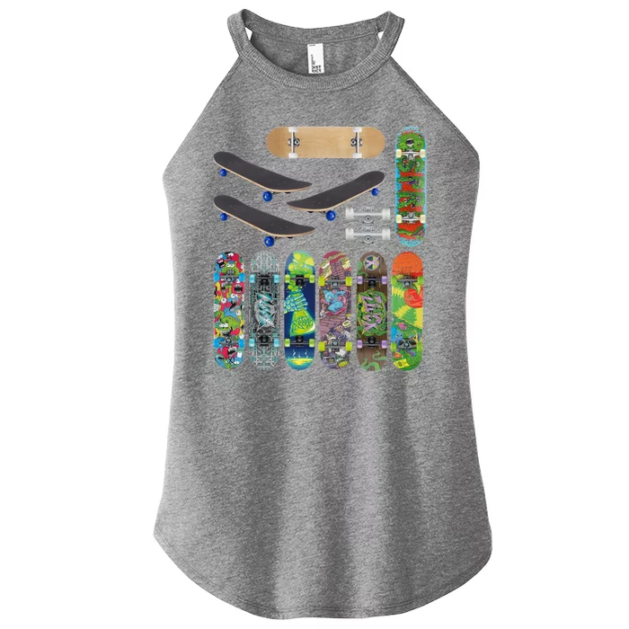 Cool Unique Skateboards Design Mash Up Women’s Perfect Tri Rocker Tank