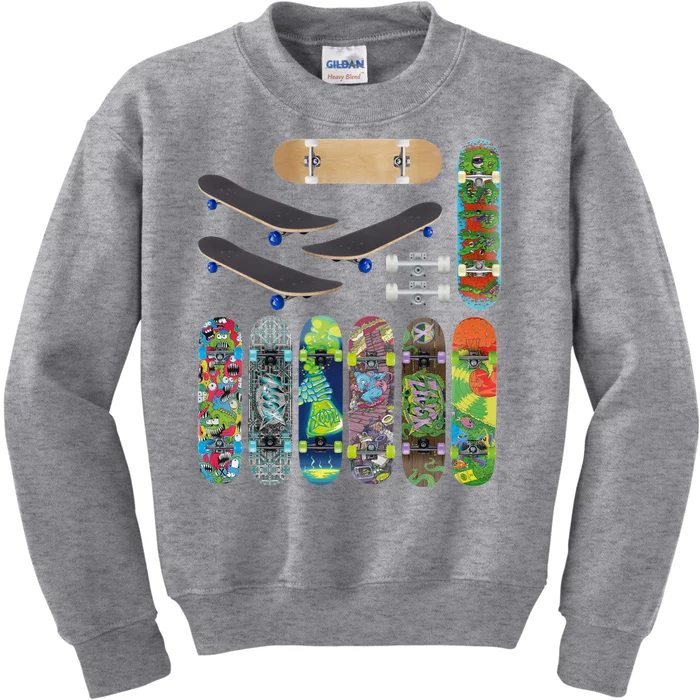 Cool Unique Skateboards Design Mash Up Kids Sweatshirt