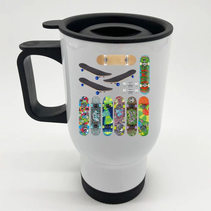 Cool Unique Skateboards Design Mash Up Front & Back Stainless Steel Travel Mug