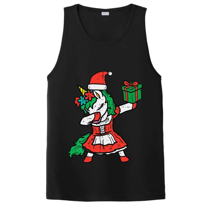 Christmas Unicorn Santa Dab Cute Xmas Performance Tank