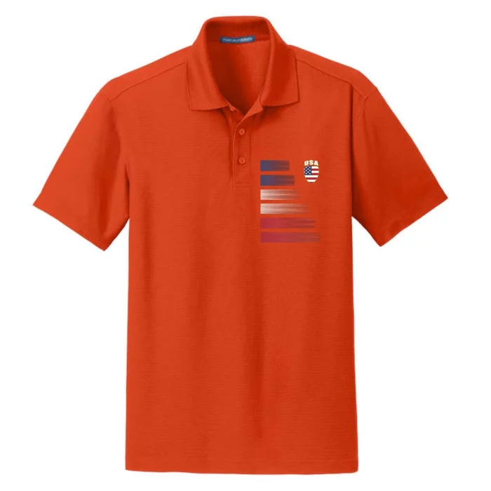 Cool USA Soccer Jersey Stripes Dry Zone Grid Performance Polo