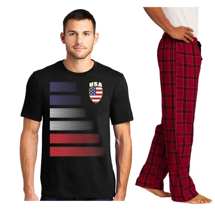 Cool USA Soccer Jersey Stripes Pajama Set