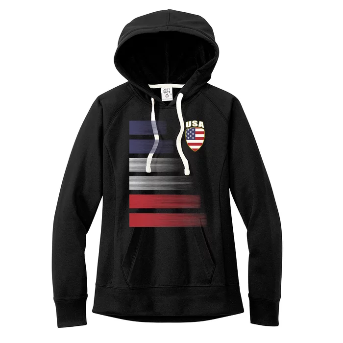 Cool USA Soccer Jersey Stripes Women's Fleece Hoodie