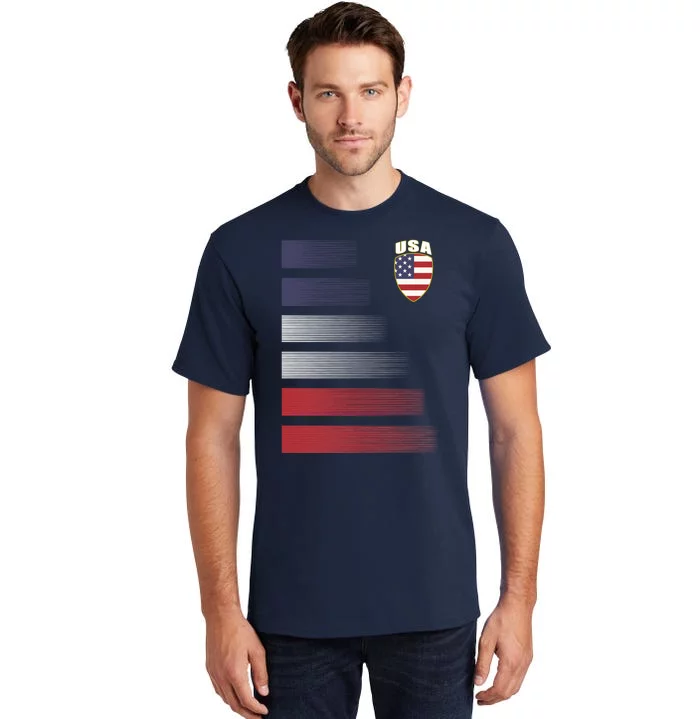 Cool USA Soccer Jersey Stripes Tall T-Shirt