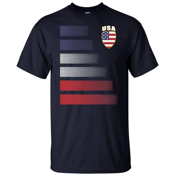 Cool USA Soccer Jersey Stripes Tall T-Shirt