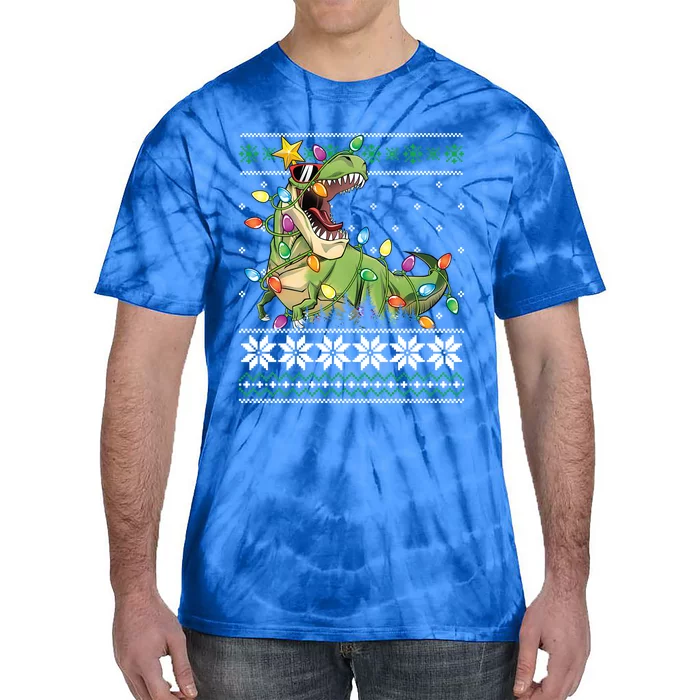 Christmas Ugly Sweater Tree Rex Funny Dinosaur Gift Tie-Dye T-Shirt