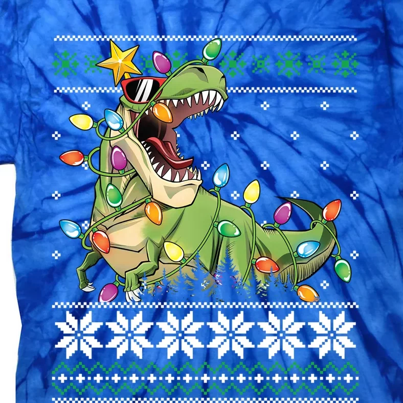 Christmas Ugly Sweater Tree Rex Funny Dinosaur Gift Tie-Dye T-Shirt