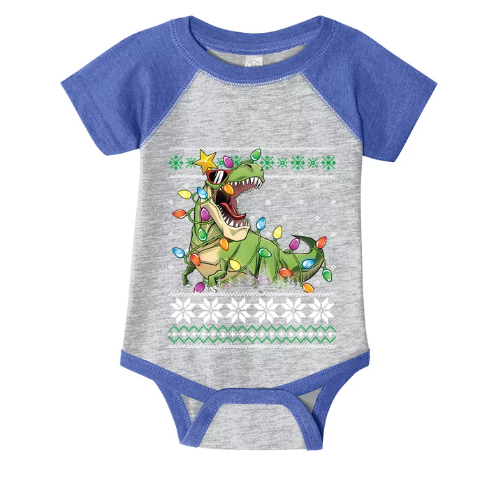 Christmas Ugly Sweater Tree Rex Funny Dinosaur Gift Infant Baby Jersey Bodysuit