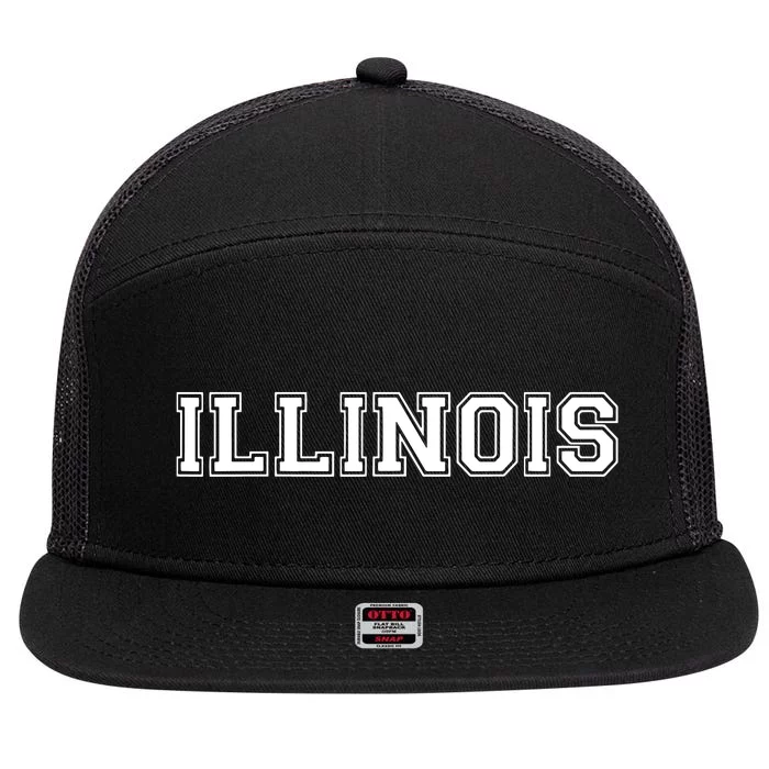 College University Style Illinois Sports Fan Gift 7 Panel Mesh Trucker Snapback Hat