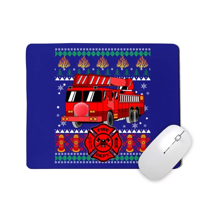 Christmas Ugly Sweater Firefighter Firetruck Christmas Gift Mousepad