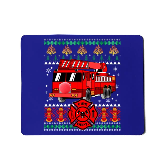 Christmas Ugly Sweater Firefighter Firetruck Christmas Gift Mousepad