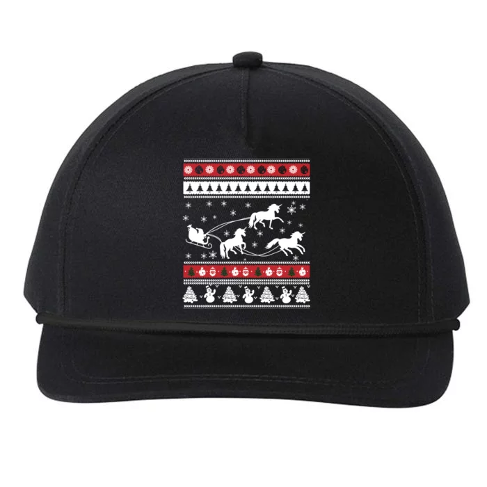 Christmas Unicorn SantaS Sled Ugly Snapback Five-Panel Rope Hat