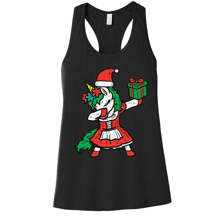 Christmas Unicorn Santa Dab Cute Xmas Women's Racerback Tank