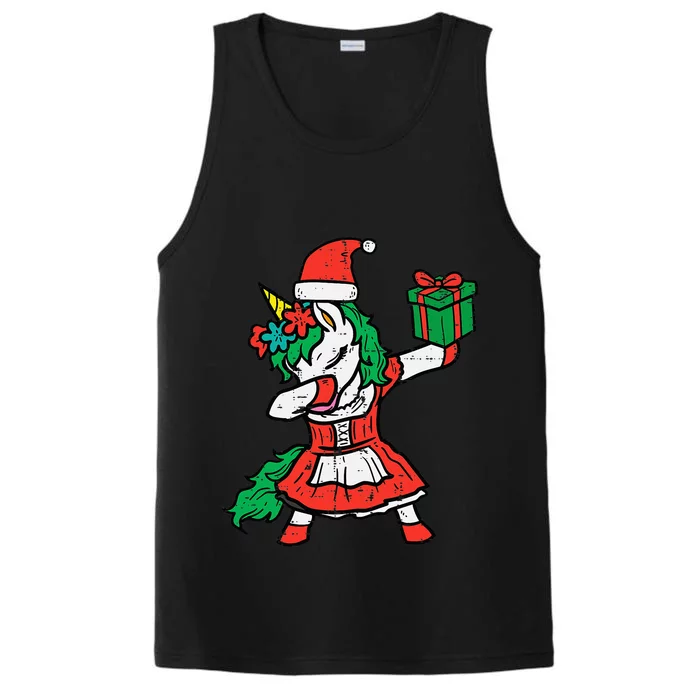 Christmas Unicorn Santa Dab Cute Xmas Performance Tank