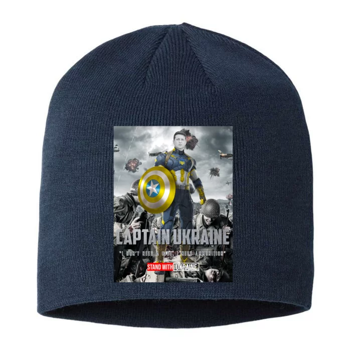 Captain Ukraine Stand With Zelenskyy I Dont Need A Ride Ammo Army 8 1/2in Sustainable Knit Beanie