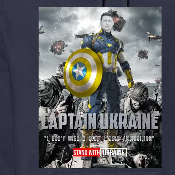 Captain Ukraine Stand With Zelenskyy I Dont Need A Ride Ammo Army Premium Hoodie