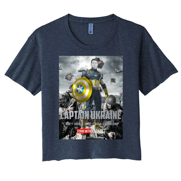 Captain Ukraine Stand With Zelenskyy I Dont Need A Ride Ammo Army Women's Crop Top Tee